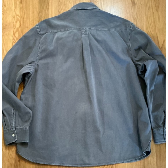Madewell Men's Button Up Shirt XXL Washed Gray Cotton Utility Long Sleeve - Picture 3 of 8